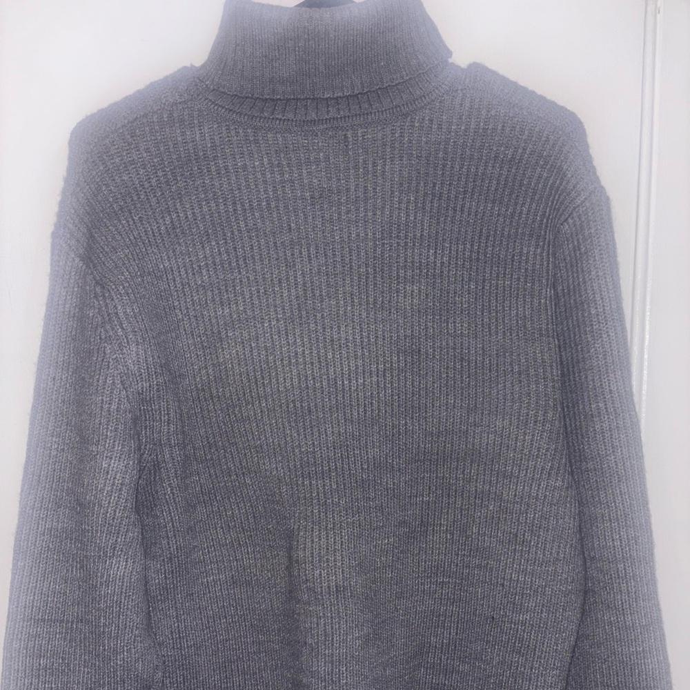 Gray Knit Turtleneck Sweater
